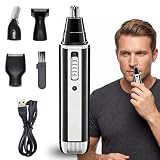 Pearyaest Rasuradora de Nariz 4 en 1 Recargable USB, Recortadora de Vello Nasal/Orejas/Barba/Ceja con 4 Cabezales,...