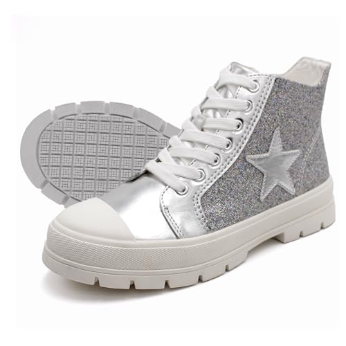 Laforst Women's Shiny Glitter Nonslip Comfortable Sneaker Silver 7