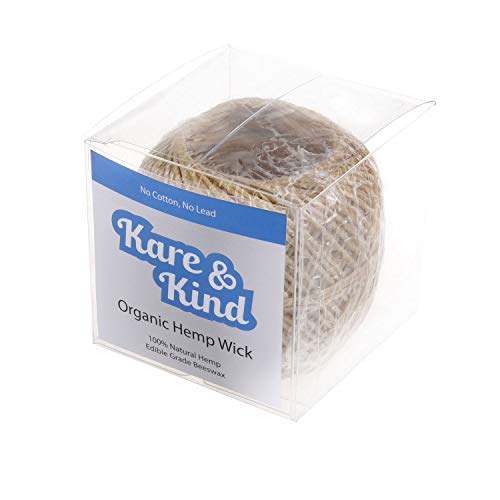 Kare & Kind Organic Hemp Wick Line - 100% Natural Hemp - Edible Grade Beeswax - 200 Ft Spool (1.0 Mm) - No Cotton, No Lead - Perfect Alternative To Butane Cigarette Lighters And Phosphor Matches #TOP5
