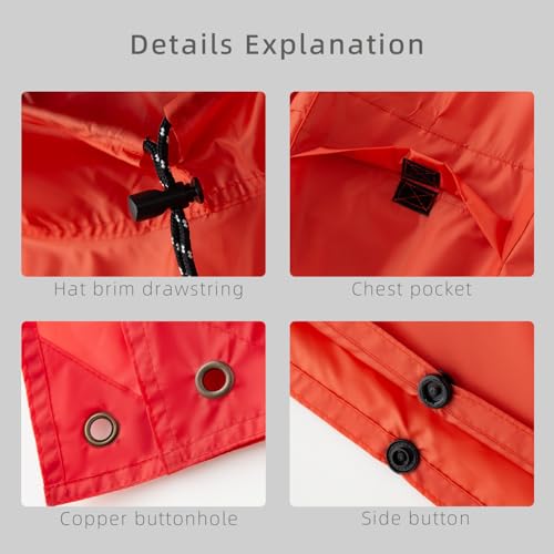 Image of Hooded Waterproof Raincoat, Unisex Outdoor Hiking Camping Mat and Small Tent