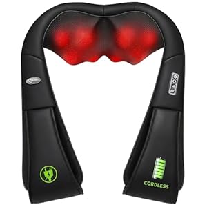 cotsoco Massagegerät 4D, Kabellos Nackenmassagegerät mit Wärme, Batteriebetriebenes Massagegerät, 3 Massagegrade, Tiefenmassage für Nacken, Schulter, Rücken, Geschenke für Frauen/Mütter/Väter