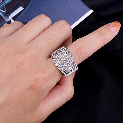 Nicole Miller New York Silvertone Adjustable Stretch Full Loaded Crystal Rhinestones Ring #TOP4