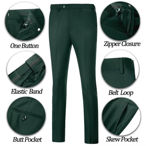 Image of Mens Suit Slim Fit 3 Piece Double Breasted Suit Men Formal Tuxedo Set Casual Wedding Prom Groom Suits