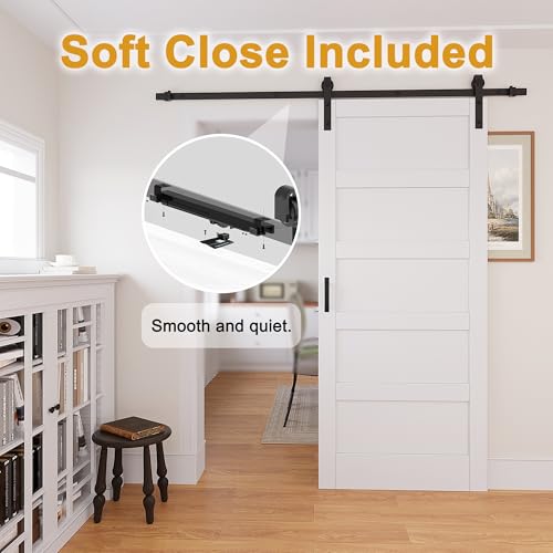 Image of Frosted Glass 1-Lite Sliding Pocket Doors White Standard Door with Hardware Kit Set,18 inchx80 inch