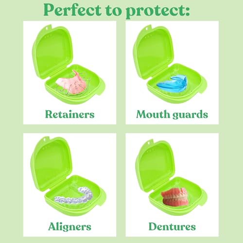 Genco Dental Retainer Case with Vent Holes - Orthodontic container for holding retainers, aligner, night-guard/mouth-guard. Small and Durable retainer case (1 Pack, Green)