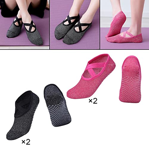 Fancyes 4 Pares de de Balé de Pilates Fitness, de, Esportivas Antiderrapantes para Academia, Barra,