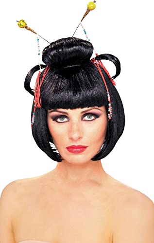 Peluca Oriental Rubies 51230 accesorio disfraz asiático pelo liso largo negro 2