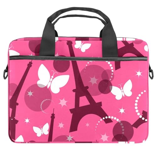 Evita golpes en tu portátil con este bolso bandolera rosa de 28x36.8x3 cm motivo París