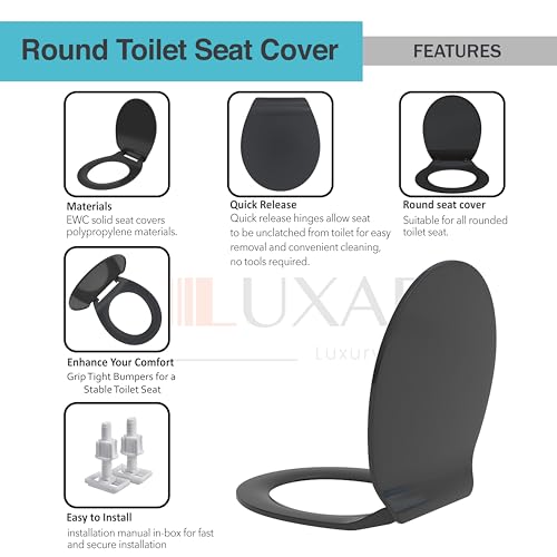 Image of LUXART Toilet Seat Cover 17.9L x 14.5W Inc Indian Commode Oval Seat Cover With Round Edge | EWC Non Soft Close Commode Cover With Installation Kit | PP Western Toilet Cover For Bathroom Commercial Use