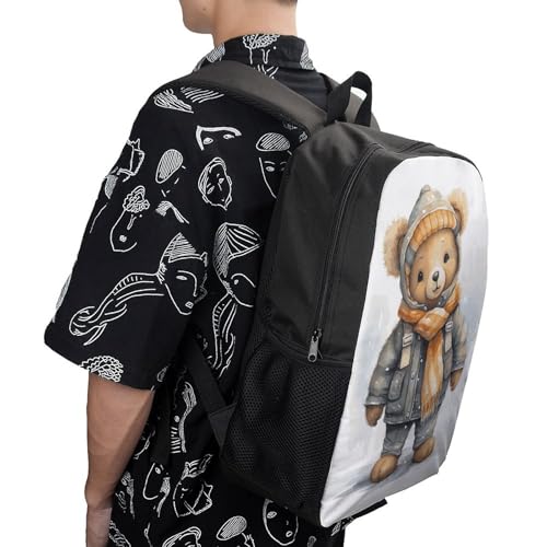 KLWQR 17 Inch Backpack Cute Lightweight Laptop Backpack Casual Daypack for Women Men Cute Bear