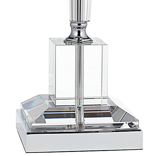 Vienna Full Spectrum Renee Modern Art Deco Table Lamp 30 1/2" Tall Clear Crystal Glass Tapered Column White Drum Shade For Bedroom Living Room House Bedside Nightstand Home Office Entryway Family #TOP5