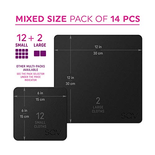Premium Microfiber Cleaning Cloth - Extra Soft Suede Like Lint Free Cloths for Eyeglasses & Glass, Compatible with iPad, iPhone, Phone, Tablet, MacBook, Screen, Camera Lens (12 Small - 2 Large, Black) - Thumbnail 4