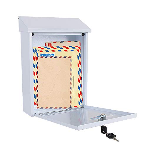 Modern Wall Mount Locking Mailbox - Indoor Outdoor Universal Vertical Mounted Mail Box, Large Capacity Home/Office Drop Slot Secure Lock Keys - Serenelife Slmab26 #TOP2