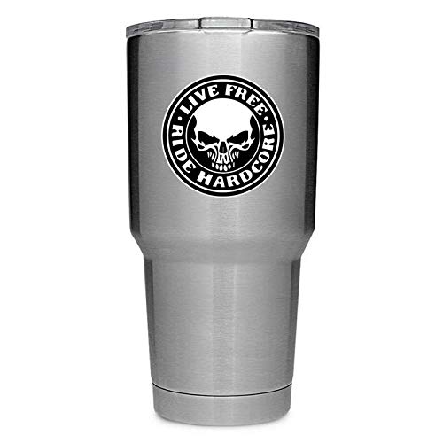 Live Free Ride Hardcore Skull (2 Pack) Vinyl Decal Sticker - Car Truck Van Suv Window Wall Cup Laptop - Two 3 Inch Decals - Mks1180 #TOP30