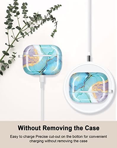 JIAXIUFEN for Airpods Pro 2nd Generation Case Cover Gold Glitter Marble Design Protective TPU Skin for Women Girl with Keychain Compatible with AirPods Pro 2019/Pro 2 Gen Case 2022 - Image 3