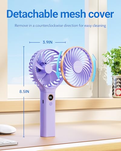 Image of SWEETFULL Handheld Fan, Portable Fan, 5000mAh Rechargeable Battery, 6 Speed Wind, LED Display, Personal Mini Travel Fan with Backup Power, Hand Held Fan USB Foldable Electric Fan for Women Girl