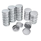 Yarachel Pack of 40 Screw Top Round Aluminum Tins Cans - Aluminum Screw Lid Round Tin Container Bottle