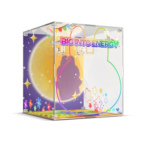 Rorliny Acrylic Display Case for Plush Dolls, Rotating Clear Display Stand for 5.9-6.7 inch Doll Keychains, Dustproof Storage Organizers Box, Magnetic Door Collector's Case, Vivid UV Printed Design