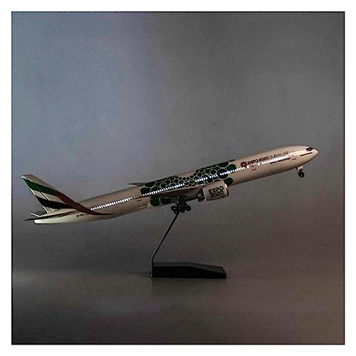 Modelo de avión coleccionable B777 a escala uno ciento cincuenta y siete con luces réplica de resina de cuarenta y siete centímetros