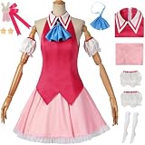 Windskids ‌Hoshino Ai Disfraz Mujer Cosplay Anime Oshi no ko Idol Performances Uniforme Set Top Falda con Tocado Pajarita Mangas Calcetines para Carnaval Halloween Fiesta Mascarada Fancy Traje, Rosa