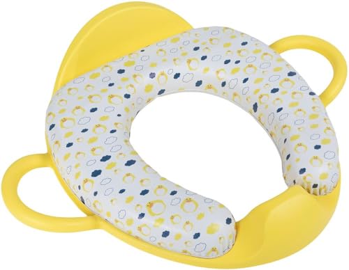 Poupy Riduttore WC per Bambini Giallo, con maniglie per tenersi e schienale, tavoletta soft imbottita comoda e sedile...