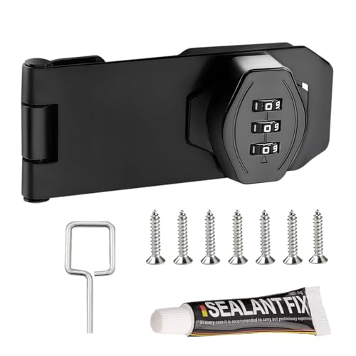 Cerrojo de Seguridad con Cerradura, Cerradura de Gabinete Candado con Cerradura de Combinación de 3 Dígitos, Pestillo de Puerta con Cerradura de Combinación para Puertas Pequeñas, Armarios, Ventanas