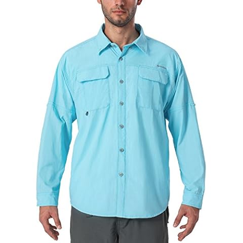 NAVISKIN Men's UPF 50+ Sun Protection Outdoor Long Sleeve Shirt Lightweight Quick-Dry Cooling Fishing Shirts Blue Size S Cover