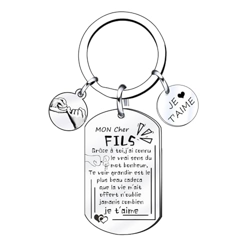 XQXQXZ Cadeaux Noel Fils Cadeau Fils Porte Clés Homme Cadeau D'anniversaire Garçon Enfant Je T'aime Mon Fils Cadeau Noel Fils (1)