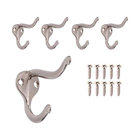 HOWTOOL Coat Hooks for Wall Hanging Heavy Duty Wall Mounted Brushed Nickel, 5 Pack Cover