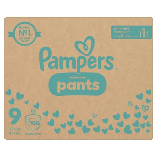Pampers Baby-Dry Pants Größe 9 108 Windeln 19kg+ 360 Passform hilft Auslaufen zu verhindern