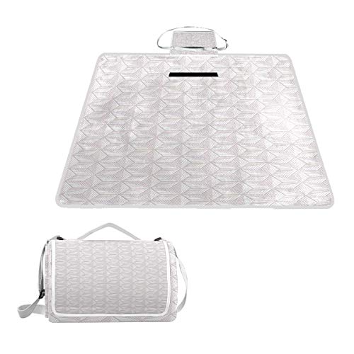 XINGAKA Picnic Blanket,Simplistic Modern Lattice Design With Stripes And Lines Retro Grid Tile，Large Beach Blanket Outdoor Camping,Waterproof Backing,Foldable