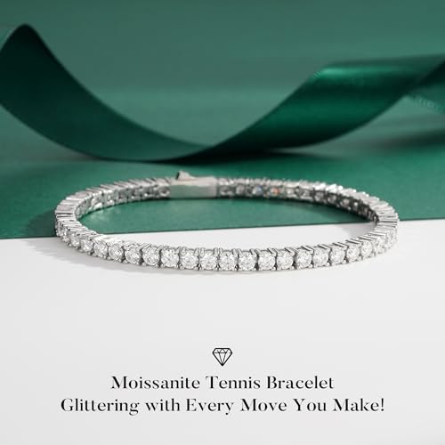 MOOSEA Moissanite Tennis Bracelet for Women Men, 4.9-5.3CT D Color VVS1 Clarity Lab Created Moissanite Bracelets 925 Sterling Silver Tennis Bracelet Anniversary Birthday Gifts Jewelry 6.5-7.0INCH3