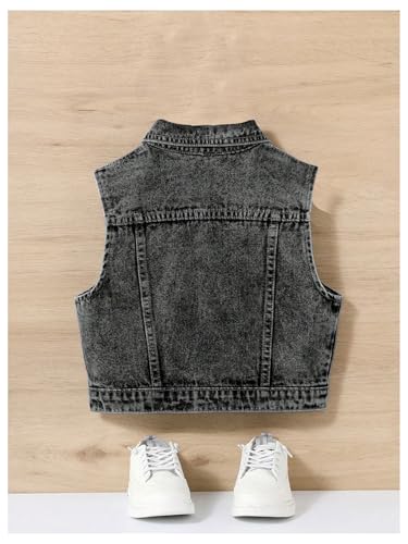 Image of SweatyRocks Girl's Denim Vest Button Down Sleeveless Jean Jacket Outerwear with Pockets