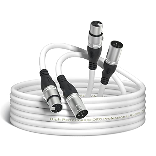 NUOSIYA 2 Pack Câble XLR Câble Microphone Mâle vers Femelle, Compatible avec Microphone Enceinte Caméra Table de Mixage Amplificateur Audio Studio Enregistrement (blanche,10m) Cover