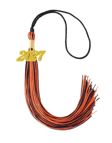 Image of Orange and Black Graduation Tassel 2027 for Grad Cap