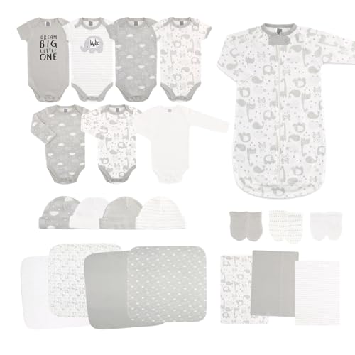 Image of The Peanutshell Baby Layette Gift Set for Baby Boys or Girls - 23 Piece New Born Unisex Gift Set, Clothes & Newborn Essentials Must Haves - Clothes 0-3 Months - Soft Grey