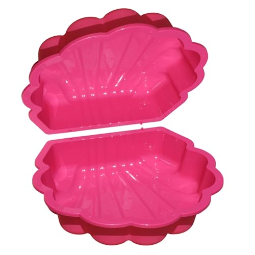 Wassermuschel Sandmuschel Sandkasten 2-teilig aus Kunststoff Muschel mit Deckel (pink mit Sterne)