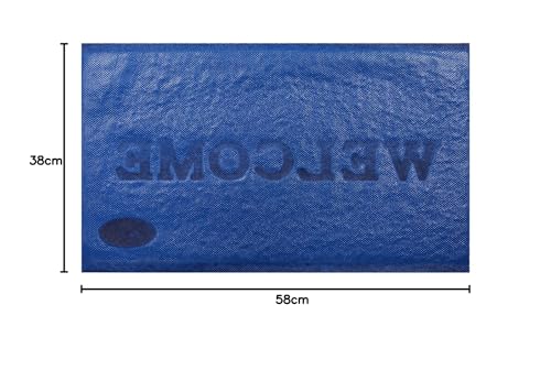 Image of Kuber Industries Welcome Doormat for Home Entrance | Anti Slip & Waterproof Paydan /Rubber Noodle Mat for Indoor, Outdoor | Chavitti | Paudan (Blue)