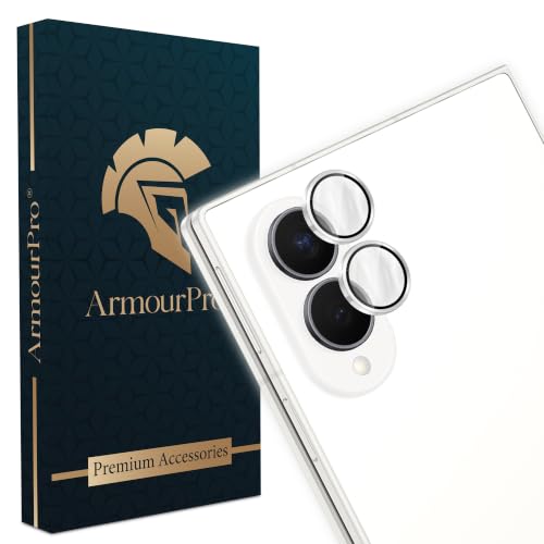 Image of ArmourPro Camera Lens Tempered Glass for Samsung Galaxy Z Fold 8 Tough HD Individual Aluminum Alloy Rings 9H Camera Cover, Scratch-Resistant,Camera Lens Protection| Silver, 1 Pack
