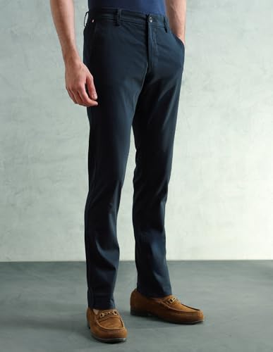 Image of Arrow Sport Men Slim fit Cotton SolidMid Rise waistTrousers