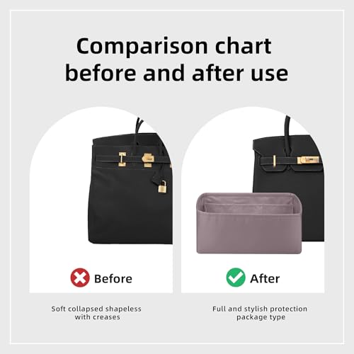 Image of DGAZ Silk Purse Organizer Insert For Hermes Hac 28 /32 /40 /45 /50 Bags, Luxury Handbag & Tote Organizer, Simplicity bag organizer(Konjac Purple,Hac50)