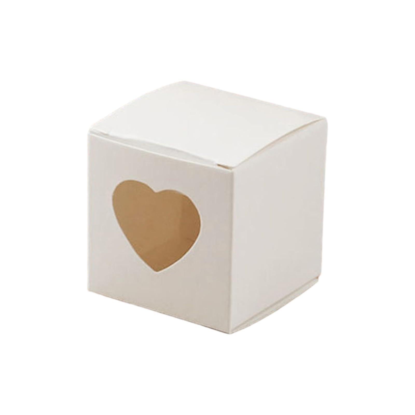 Tsophreniq 50Pieces Box Candy Boxes Cake Bakery Box with Heart Shape Window Christmas