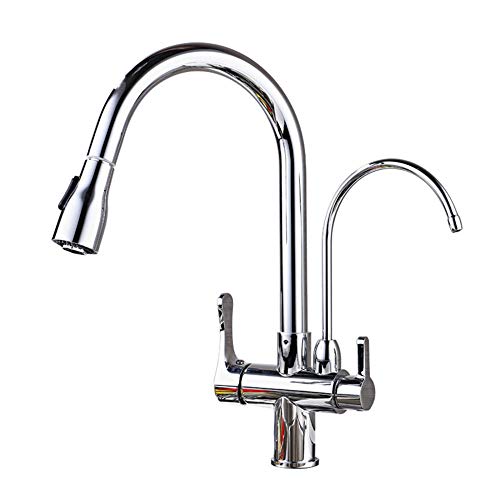 Robinet de cuisine 3 voies douchette laiton mitigeur evier 360
