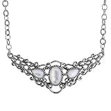 American West Sterling Silver Women's Necklace White & Grey Mother of Pearl Gemstone Reversible 17 I