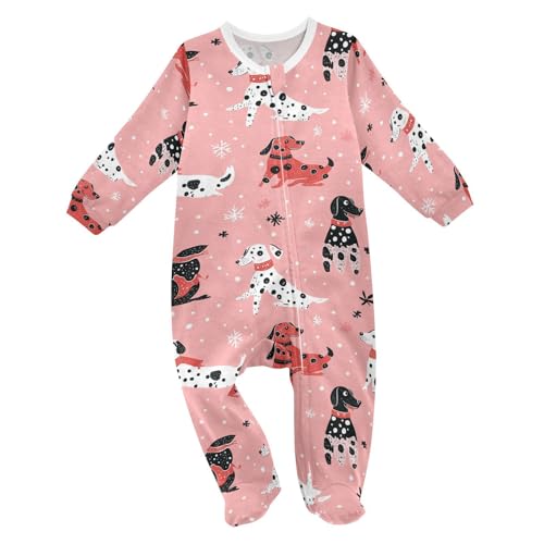 Vdsrup Baby One-Piece Footies Cute Dalmatians Bodysuit Rompers Dachshunds Newborn Pajamas Cotton Footed Pjs for Boys Girls 12M