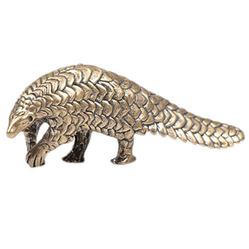 GALPADA Retro Brass Pangolin Ornament Small Vintage Figurine Compact Desktop Decor Creative Animal Sculpture