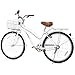 WEIZE Beach Cruiser Bike, 26 inch Commuter Bicycle for Adult Men and Women,High-Carbon Steel/Front & Rear Fenders, Comfortable City Bikes with Rear Rack&Basket, Ergonomic Upright Design,White