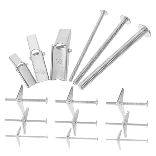 OSALADI 24pcs Plasterboard Spring Toggles Heavy Duty Drywall Anchors for Wall Mounting Quick Install Remove Wall Anchors for Drywall Repair Kit