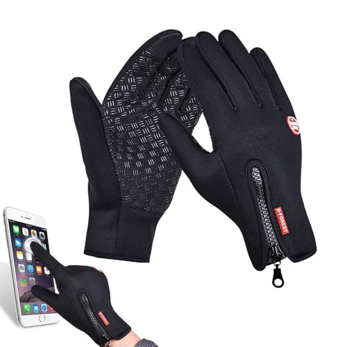Luvas para Motociclista Impermeáveis e Térmicas – Inverno Frio, Toque Touchscreen, Cor Preta, Tamanhos Único, M a GG