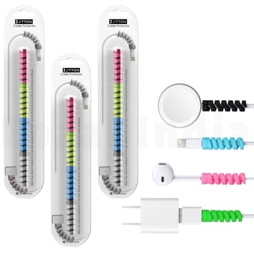 Image of J'TTON 12 Pcs Spiral Sleeves for Charger Cable Protector Data Cable Saver Charging Cord Protective Cable Cover Headphone MacBook Laptop Earphone Cell Phone (Set of 3)